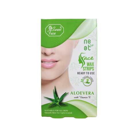 Sweet Face Aloe Vera With Vitamin E Face Wax Strips 20Pcs