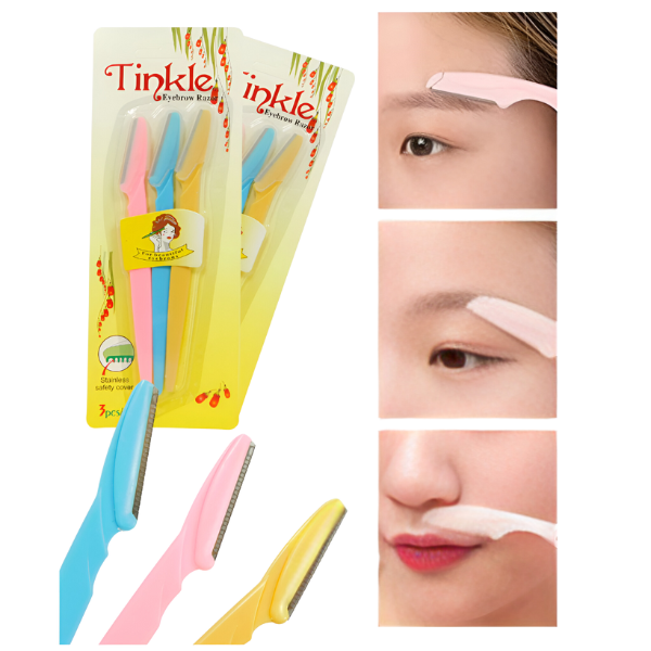 Tinkle Eyebrow Razor Stainless Safety Cover 3pcs