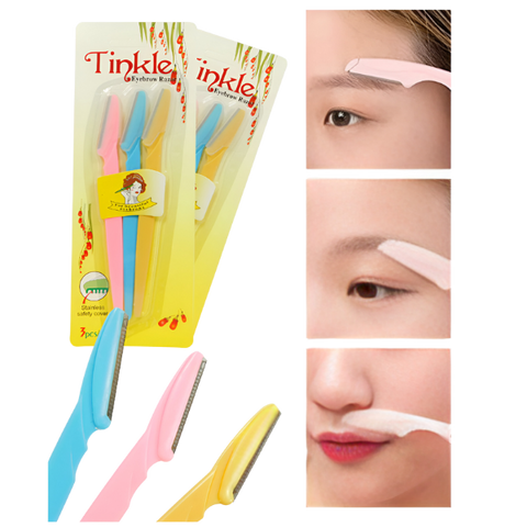 Tinkle Eyebrow Razor Stainless Safety Cover 3pcs