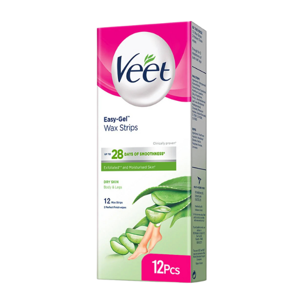 Veet Easy Gel Wax Strips for Body and Legs Dry Skin 12pcs