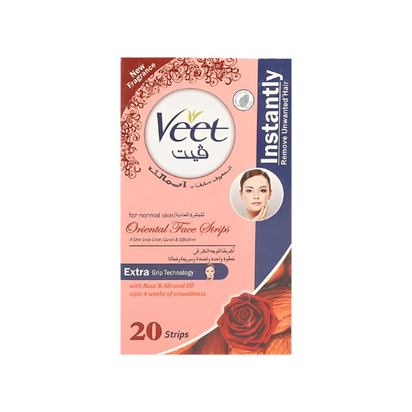 Veet Oriental Rose &amp; Almond Oil Face Strips 20Pack