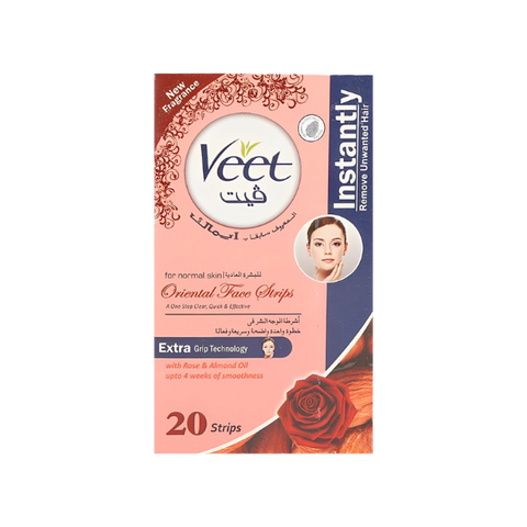 Veet Oriental Rose &amp; Almond Oil Face Strips 20Pack