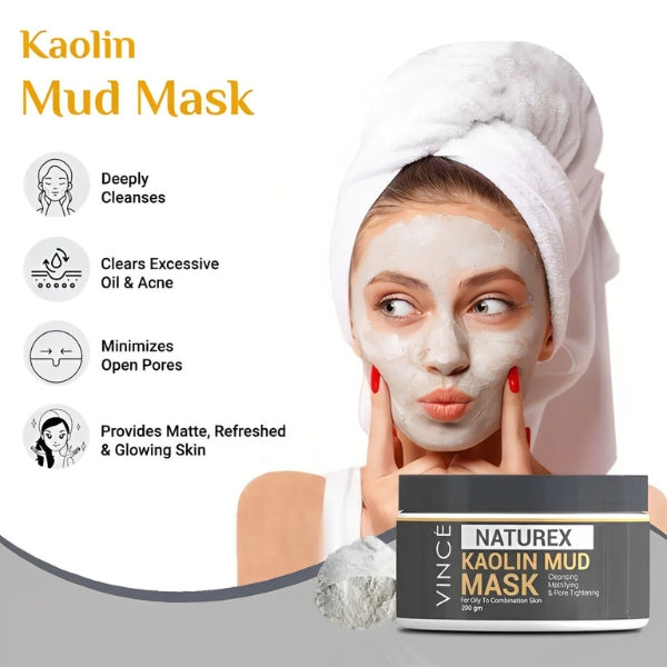 Vince Naturex Kaolin Mud Mask For Oily Skin 200g