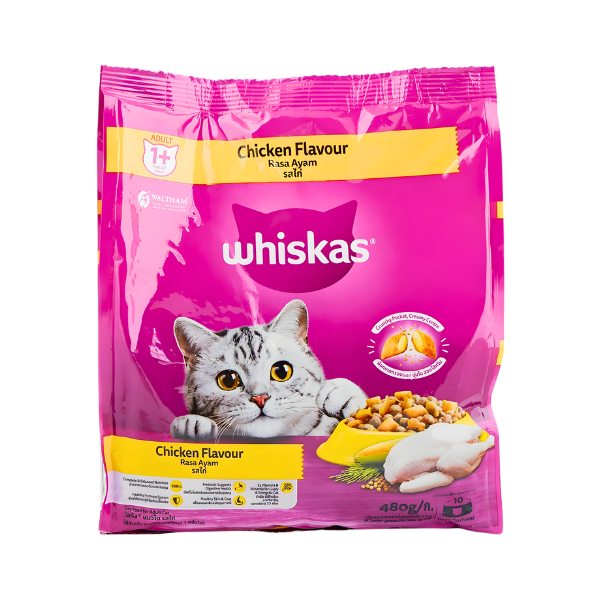 WHISKAS CHICKEN FLAVOUR CAT FOOD 480GM