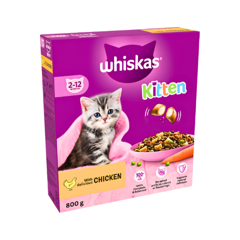 WHISKAS KITTEN WITH CHICKEN 2-12 MONTHS 800GM
