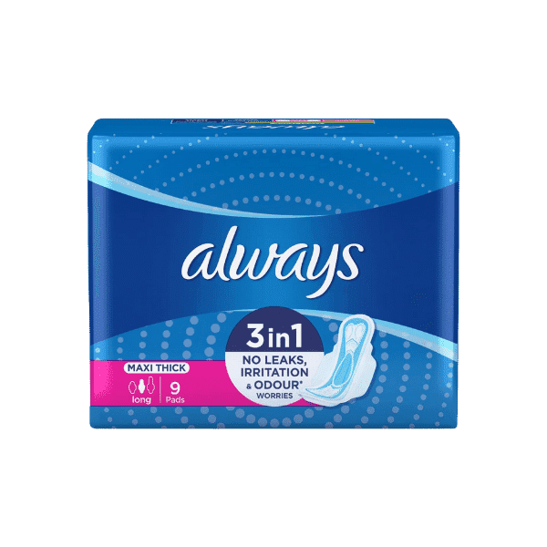 ALWAYS MAXI THICK LONG 3IN1 9 PADS - Nazar Jan's Supermarket