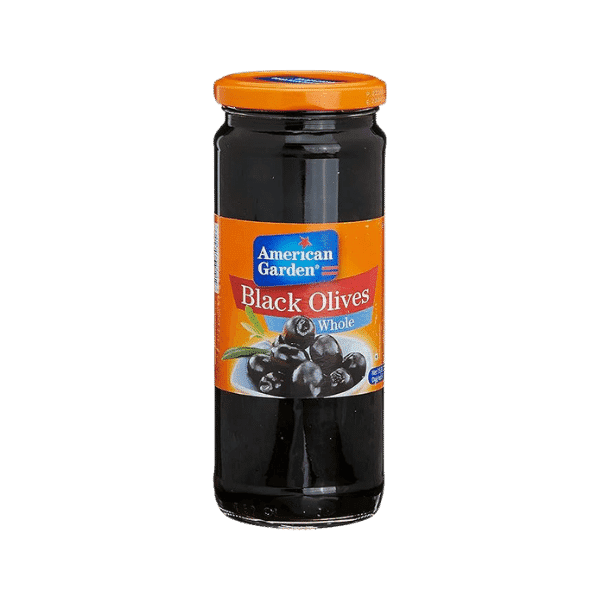 AMERICAN GARDEN BLACK OLIVES WHOLE 450G - Nazar Jan's Supermarket