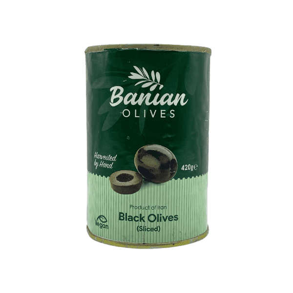BANIAN BLACK OLIVE SLICED 420GM - Nazar Jan's Supermarket