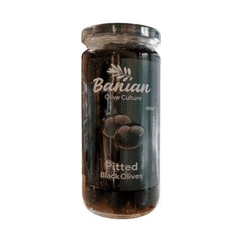 BANIAN PITTED BLACK OLIVES 460GM - Nazar Jan's Supermarket