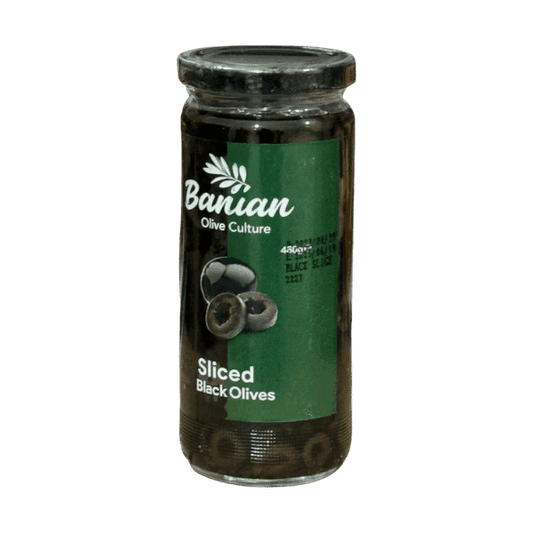 BANIAN SLICED BLACK OLIVES 460G - Nazar Jan's Supermarket