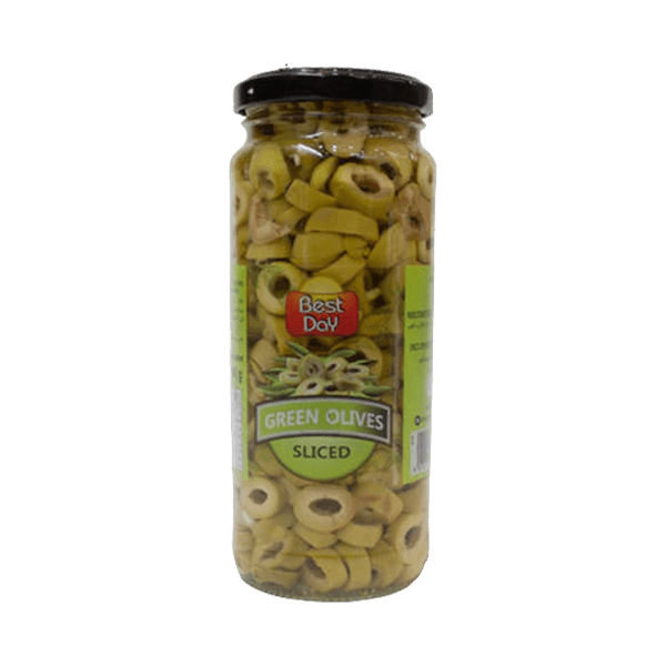 BEST DAY GREEN OLIVES SLICED 450GM - Nazar Jan's Supermarket