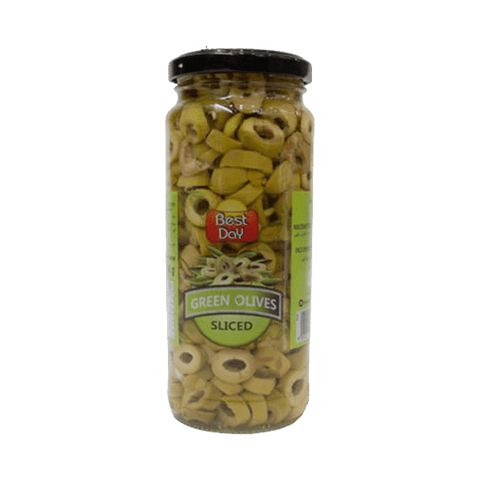 BEST DAY GREEN OLIVES SLICED 450GM - Nazar Jan's Supermarket