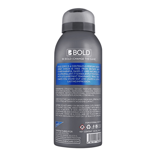 BOLD ZERO AQUA PERFUME BODY SPRAY 120ML - Nazar Jan's Supermarket