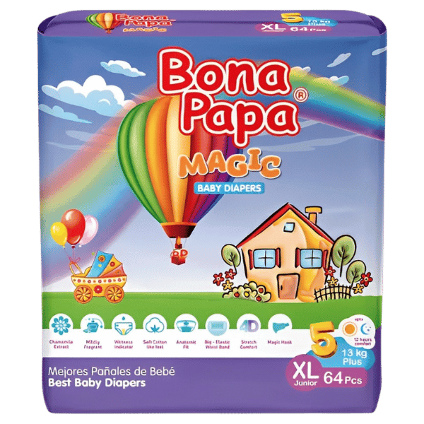 Bona Papa Magic Baby Diapers XL Junior No.5, 13Kg 64Pcs - Nazar Jan's Supermarket