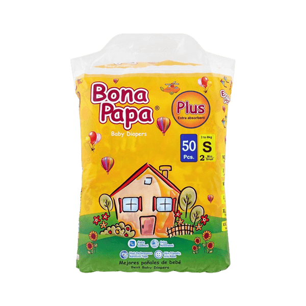 BONA PAPA PLUS BABY DIAPERS S-2 MINI SMALL 3-6 KG 50PCS - Nazar Jan's Supermarket