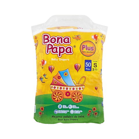 BONA PAPA PLUS BABY DIAPERS S-2 MINI SMALL 3-6 KG 50PCS - Nazar Jan's Supermarket