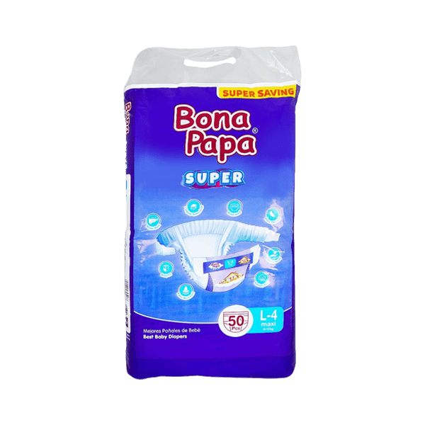 BONA PAPA SUPER BABY DIAPER L-4 9-13 KG 50PCS - Nazar Jan's Supermarket