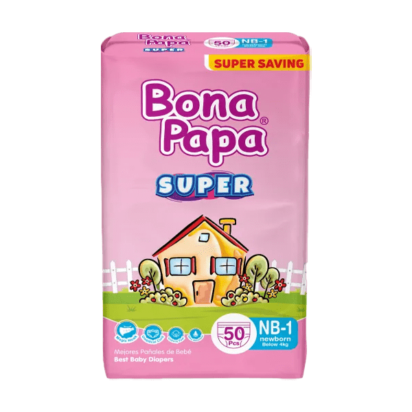 BONA PAPA SUPER NEWBORN 1 BELOW 4KG 50PCS - Nazar Jan's Supermarket