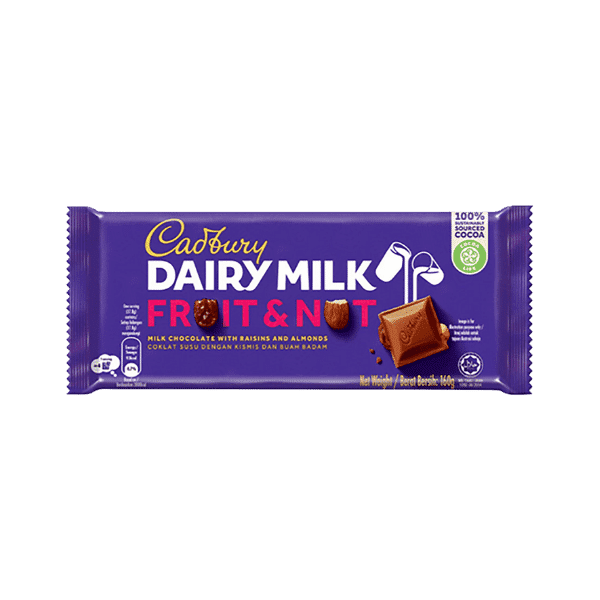 CADBURY DAIRY MILK FRUIT & NUT CHOCOLATE 160G - Nazar Jan's Supermarket