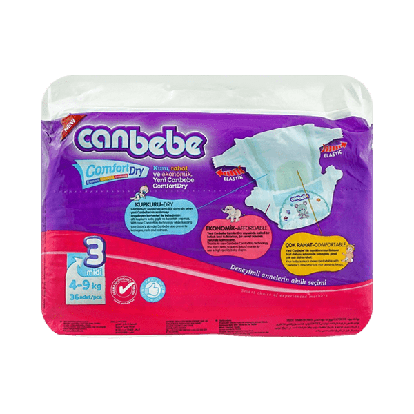 CANBEBE DIAPERS COMFORT DRY MIDI 3 - 36 DIAPERS - Nazar Jan's Supermarket