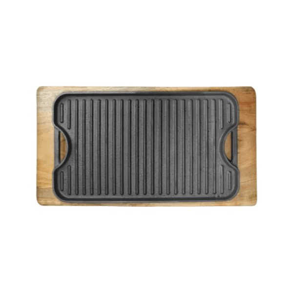 CAST IRON REVERSIBLE GRIDDLE WOOD BASE - Nazar Jan's Supermarket