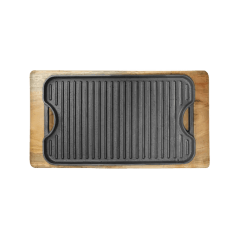 CAST IRON REVERSIBLE GRIDDLE WOOD BASE - Nazar Jan's Supermarket