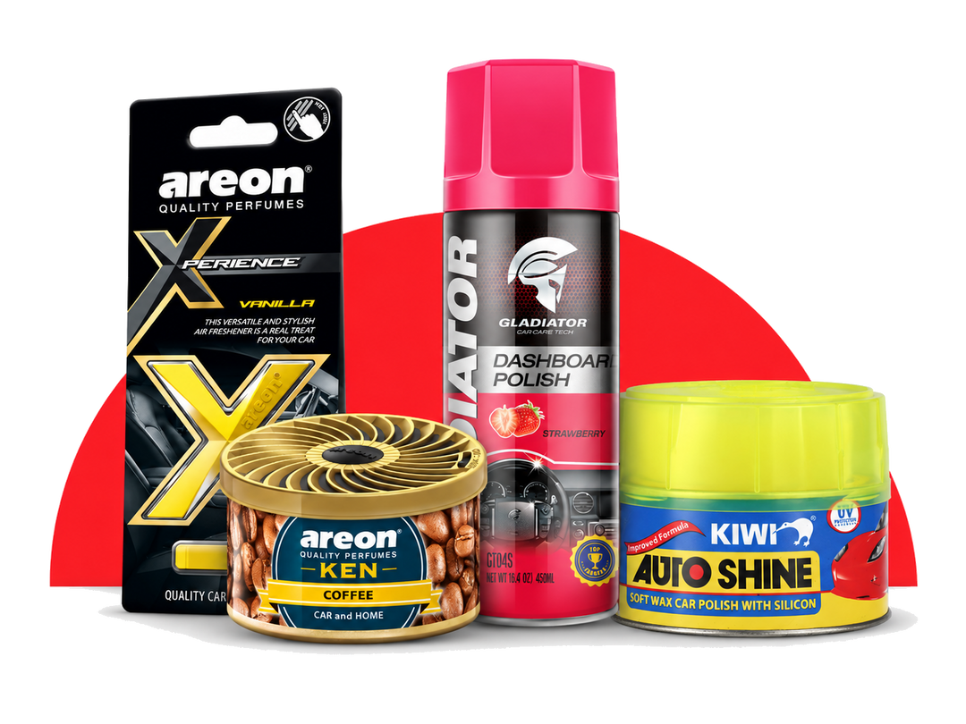 Car accessories category products with transparent background