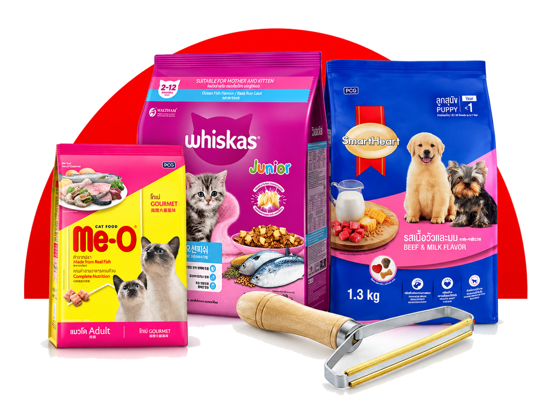 Pet food category products with transparent background