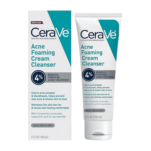 CERAVE ACNE FOAMING CREAM CLEANSER 4% BENZOYL 150ML - Nazar Jan's Supermarket