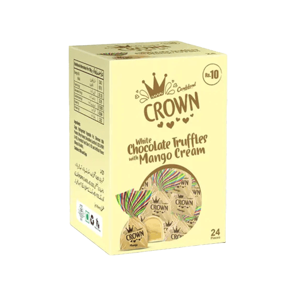 CROWN WHITE CHOCOLATE MANGO CREAM TOFFEE 250G 36PCS - Nazar Jan's Supermarket