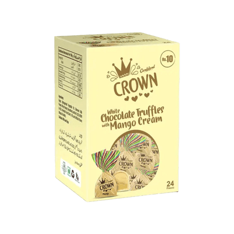 CROWN WHITE CHOCOLATE MANGO CREAM TOFFEE 250G 36PCS - Nazar Jan's Supermarket