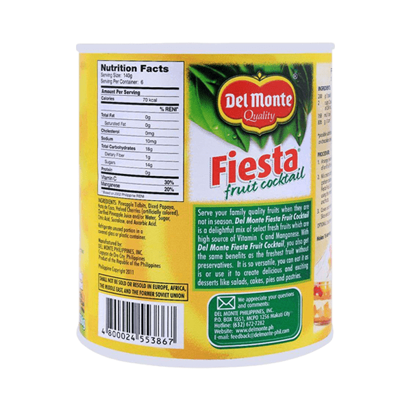 DELMONTE FIESTA FRUIT COCKTAIL 836G - Nazar Jan's Supermarket
