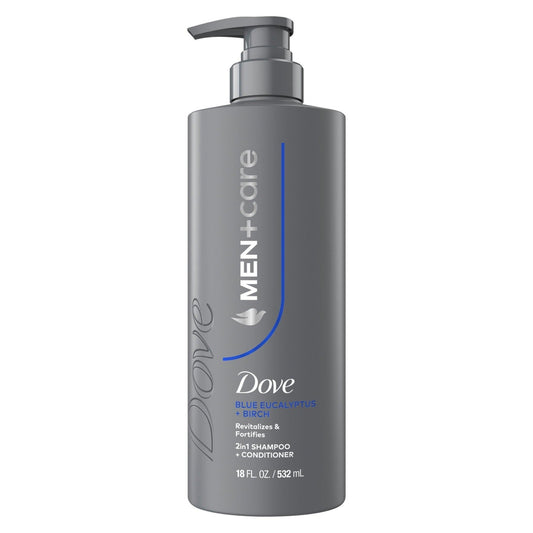 Dove Men+Care Blue Eucalyptus + Birch 2-in-1 Shampoo + Conditioner 532ml full bottle