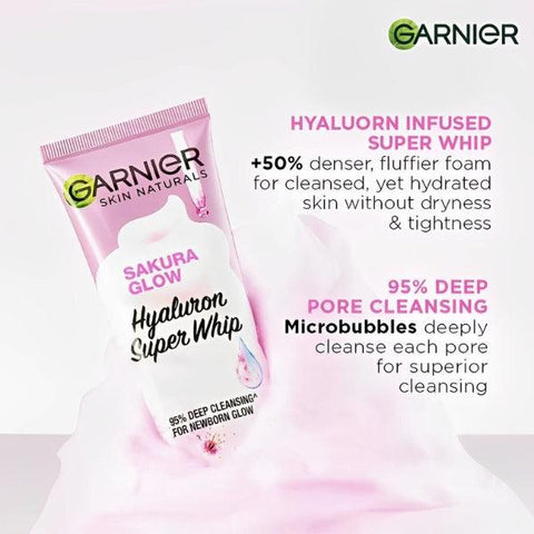 Garnier Sakura Glow Hyaluron Super Whip Foam 100ml - Nazar Jan's Supermarket