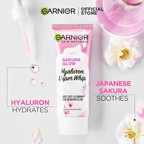 Garnier Sakura Glow Hyaluron Super Whip Foam 100ml - Nazar Jan's Supermarket