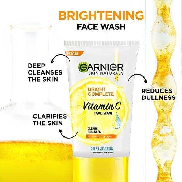 Garnier Skin Naturals Bright Complete Vitamin C Face Wash 100ml - Nazar Jan's Supermarket