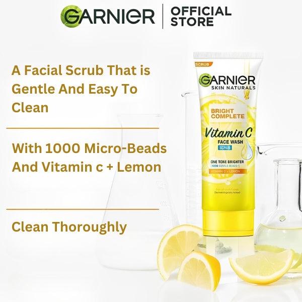 Garnier Skin Naturals Bright Complete Vitamin C Face Wash Scrub 100ml - Nazar Jan's Supermarket