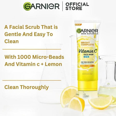 Garnier Skin Naturals Bright Complete Vitamin C Face Wash Scrub 100ml - Nazar Jan's Supermarket