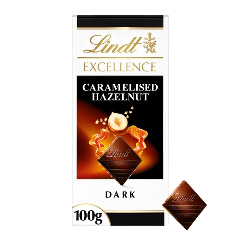 Lindt Excellence Caramelised Hazelnut Chocolate Bar – 100g
