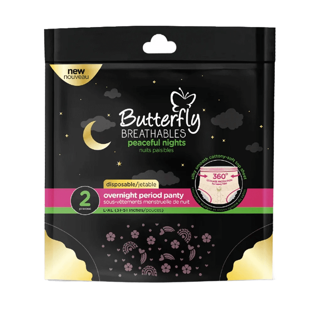 Butterfly Breathable Overnight Period Panty – L-XL (31-51), Pack of 2