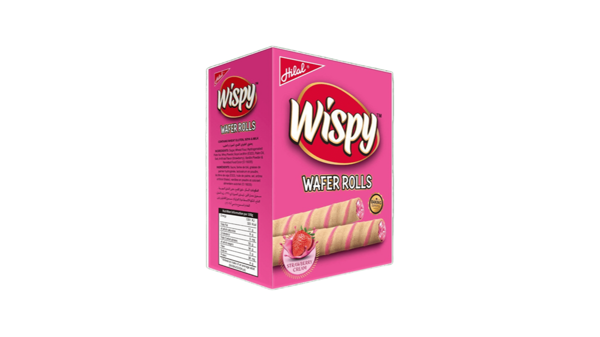 Hilal Wispy Strawberry Wafer Rolls – Pack of 24 (1x24)