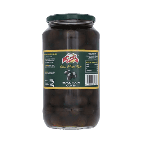 ITALIA BLACK PLAIN OLIVES 935GM - Nazar Jan's Supermarket