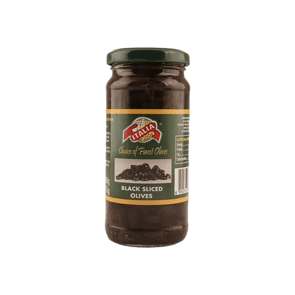 ITALIA BLACK SLICED OLIVES 235G - Nazar Jan's Supermarket