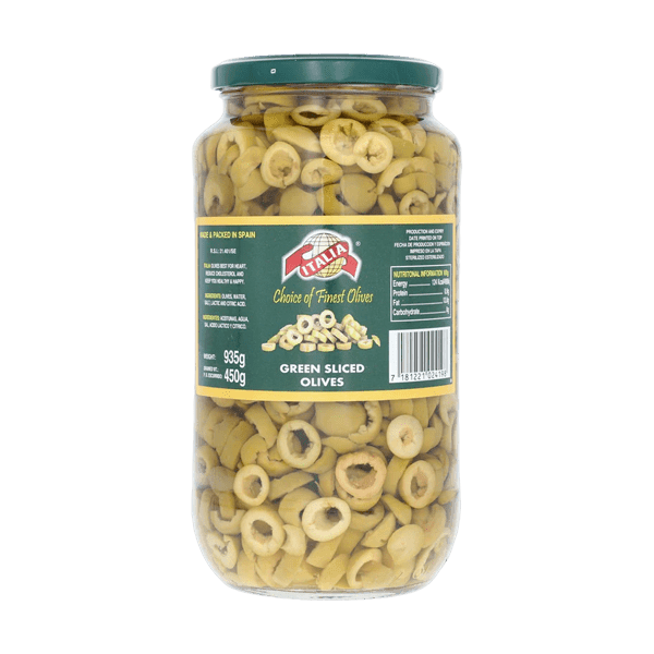 ITALIA GREEN SLICED OLIVES 935GM - Nazar Jan's Supermarket