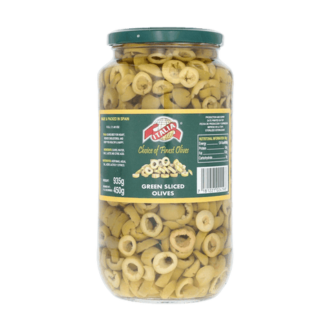 ITALIA GREEN SLICED OLIVES 935GM - Nazar Jan's Supermarket