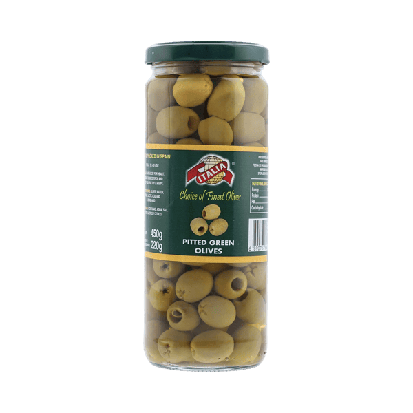 ITALIA PITTED GREEN OLIVES 450GM - Nazar Jan's Supermarket