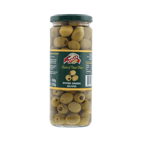 ITALIA PITTED GREEN OLIVES 450GM - Nazar Jan's Supermarket