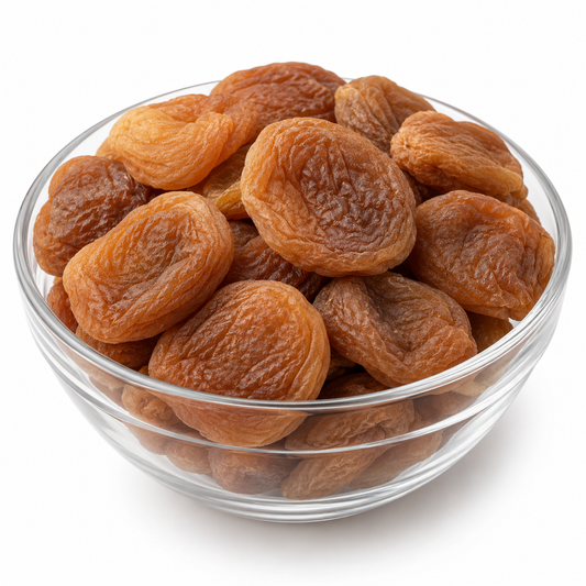 Special dried khobani apricots in a glass bowl