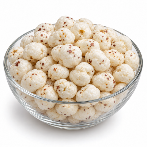 Phool makhana in a glass bowl