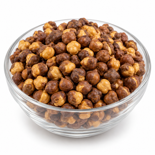 Bhooni chana in a glass bowl